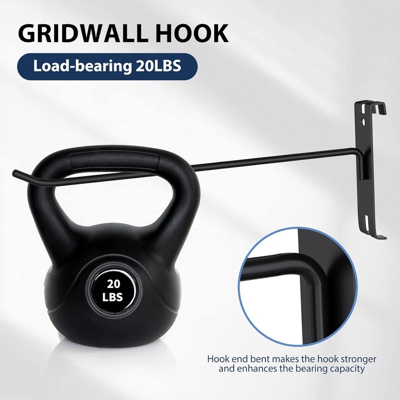 BeapTcely 24 Pieces Gridwall Hooks, 4/6/8 Inch Gridwall Panel Hooks Metal Gridwall Hanging Hooks Hangers Black Commercial Grade Gridwall Pegs Gridwall Accessories for Garage Shop Retail Display (24, Black) - Image 4